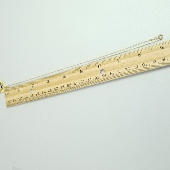 Vintage Anson Red Purple Pink Rhinestone Round Circle Pendant Necklace, 18 Inch - Picture 6 of 7